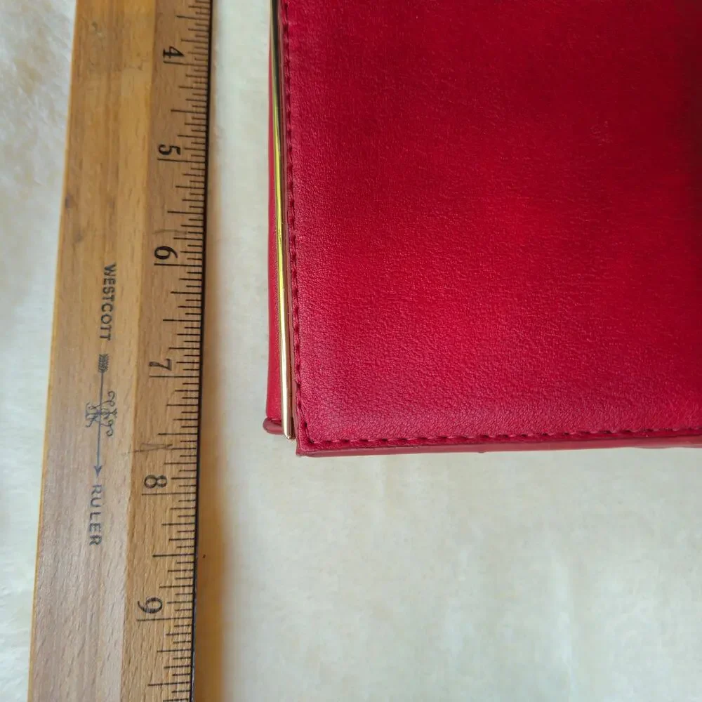 Kate & Alex Red Wallet Clutch Gold Tone Hardware Zip Coin Pocket